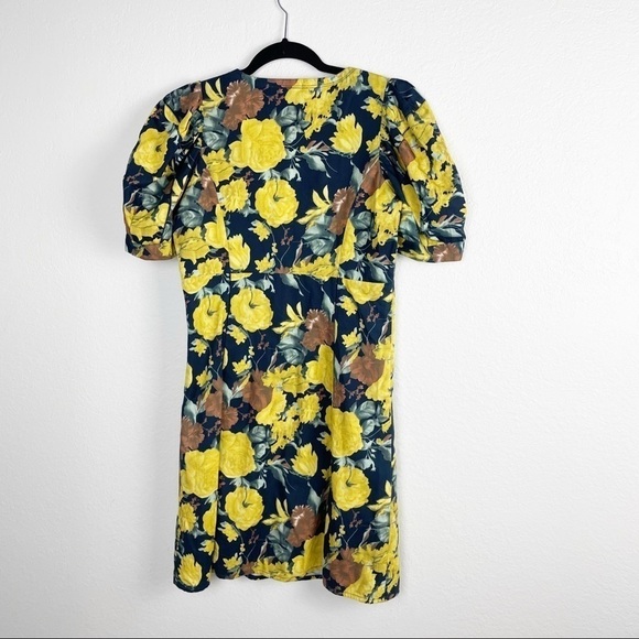 Sea New York Ella Puff Short Sleeve Floral Mini Dress Yellow Green Size 2 Party - Picture 3 of 6